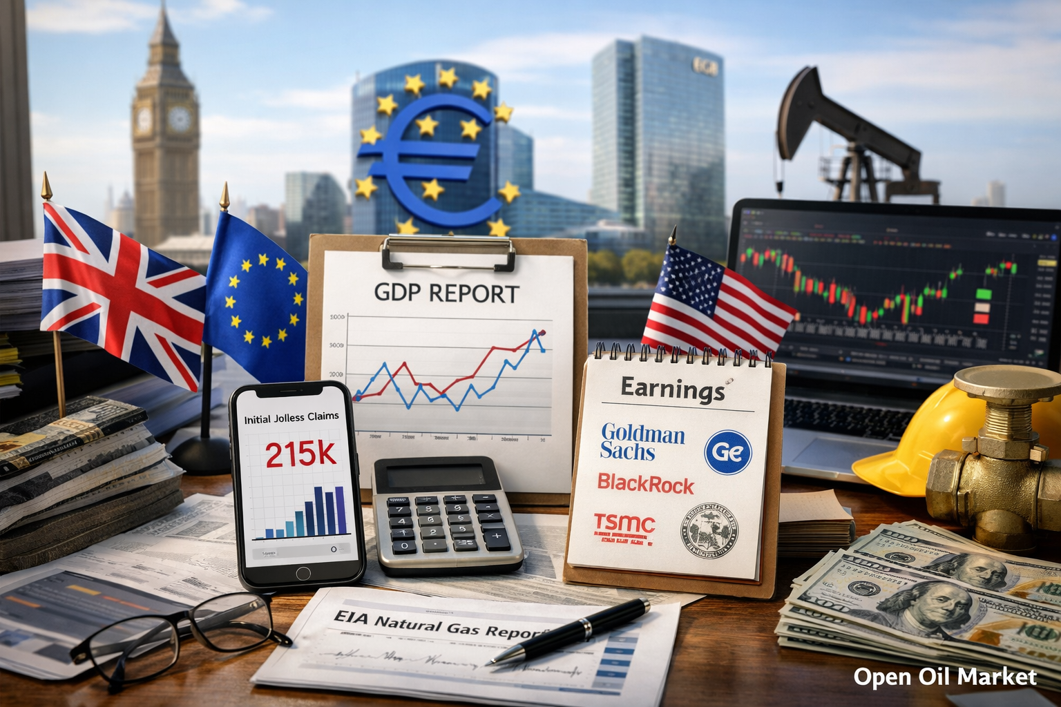 Eventos económicos e informes corporativos - jueves, 15 de enero de 2026: PIB del Reino Unido, boletín del BCE, solicitudes de subsidio por desempleo.