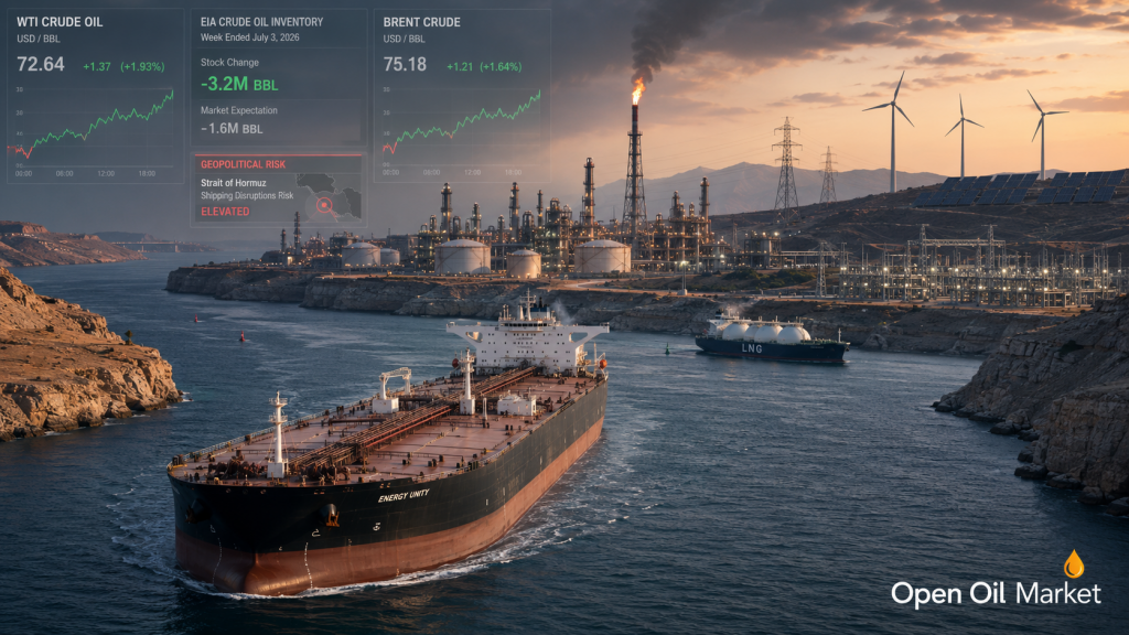 Noticias de petróleo y energía — miércoles, 8 de julio de 2026: riesgo de Ormuz, reservas de EIA y mercado de productos petroleros