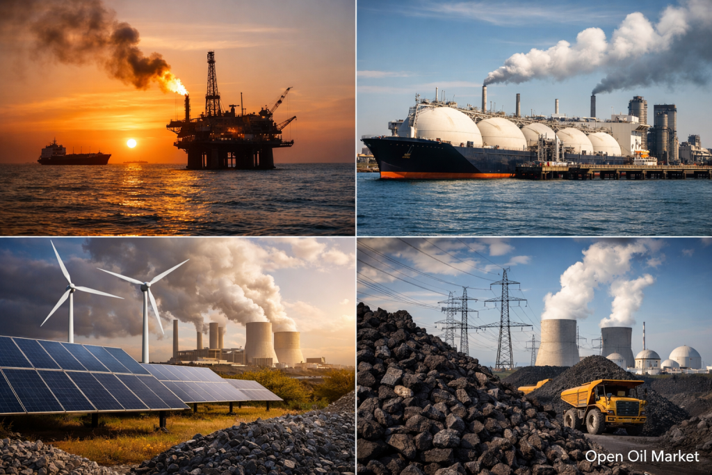 Mercado mundial de energía petróleo gas GNL electricidad ER carbón productos petroleros 1 de abril de 2026