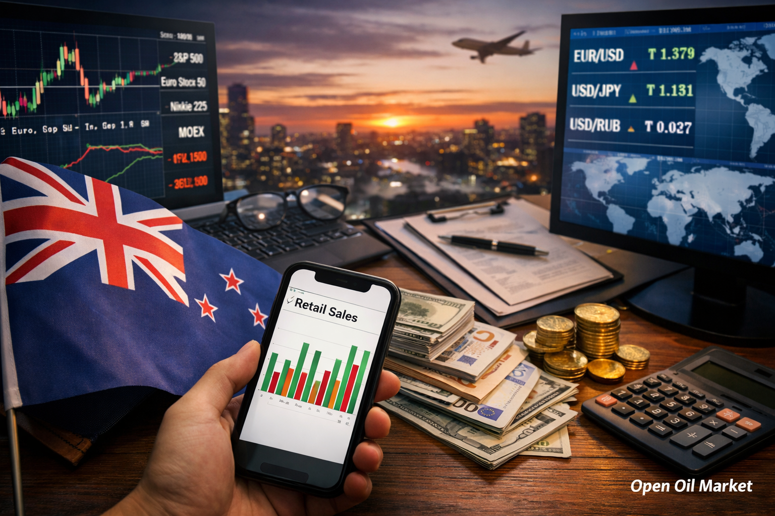 Eventos económicos e informes corporativos — 22 de febrero de 2026: ventas minoristas de Nueva Zelanda y mercados globales.