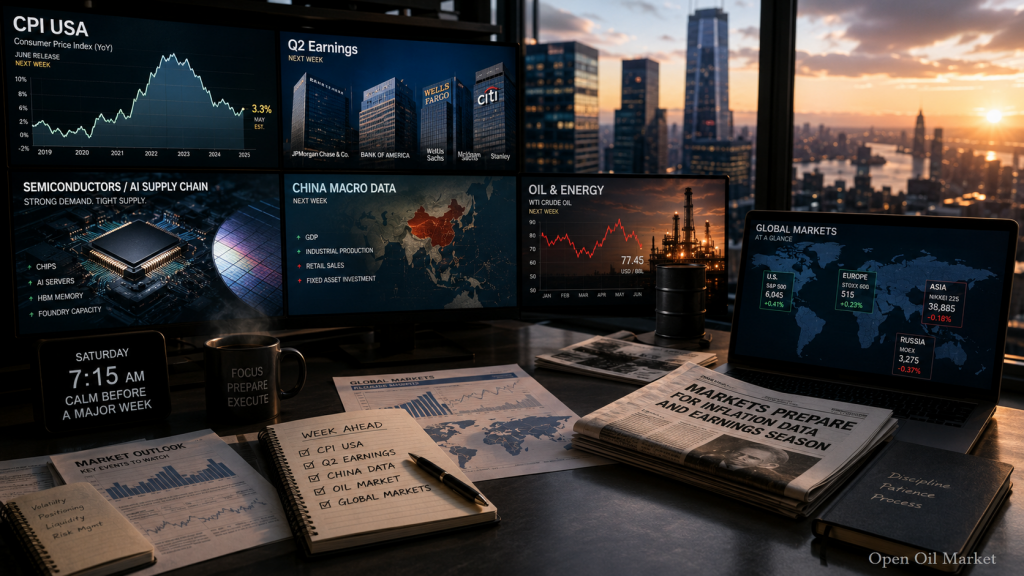 Eventos económicos e informes corporativos — sábado, 11 de julio de 2026: calendario tranquilo antes del CPI de EE.UU., el inicio de los informes bancarios y los datos de China.