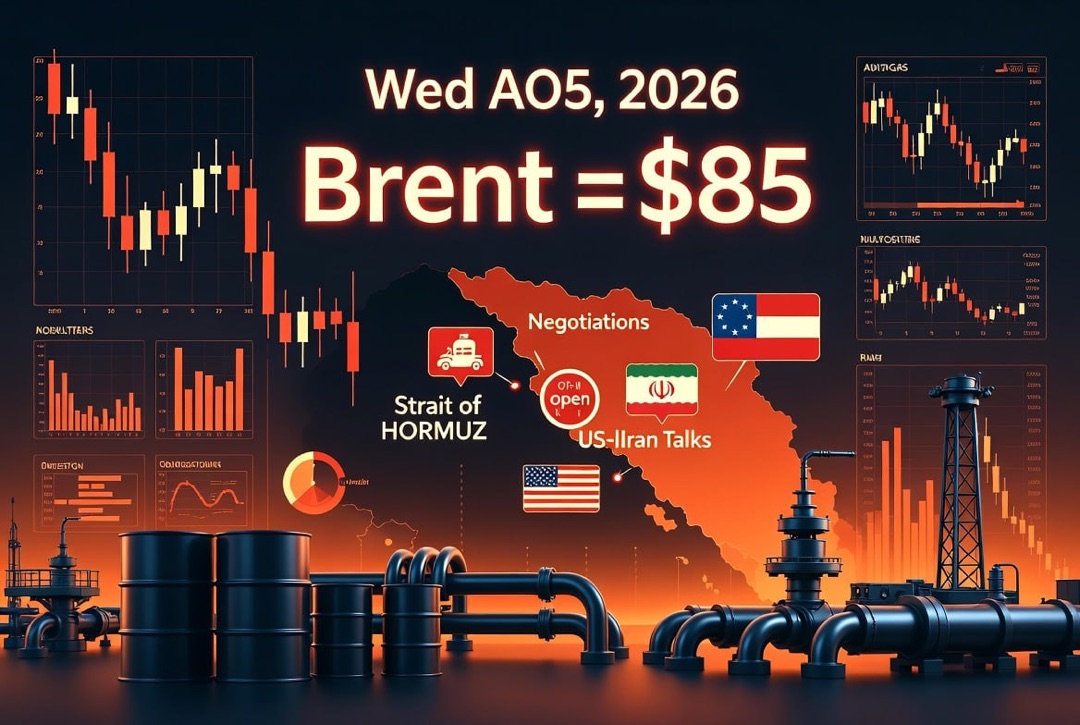 Noticias de petróleo y gas y energía - miércoles, 5 de agosto de 2026: negociaciones entre EE. UU. e Irán sobre la reapertura del Estrecho de Ormuz hunden el petróleo, Brent se equilibra alrededor de $85