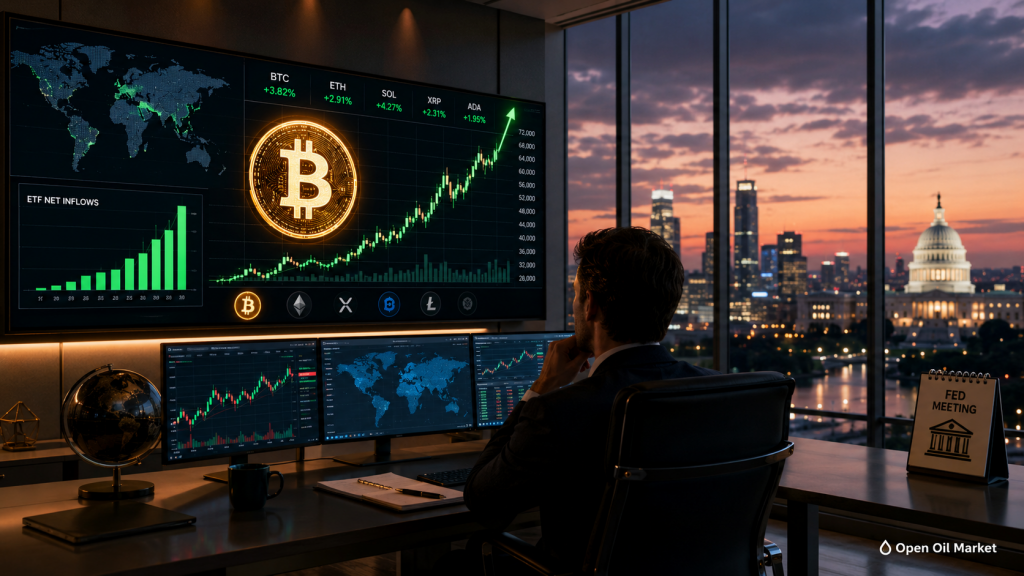 Bitcoin crece con flujos de ETF y expectativas de reunión de la Fed, mercado global de criptomonedas 16 junio 2026