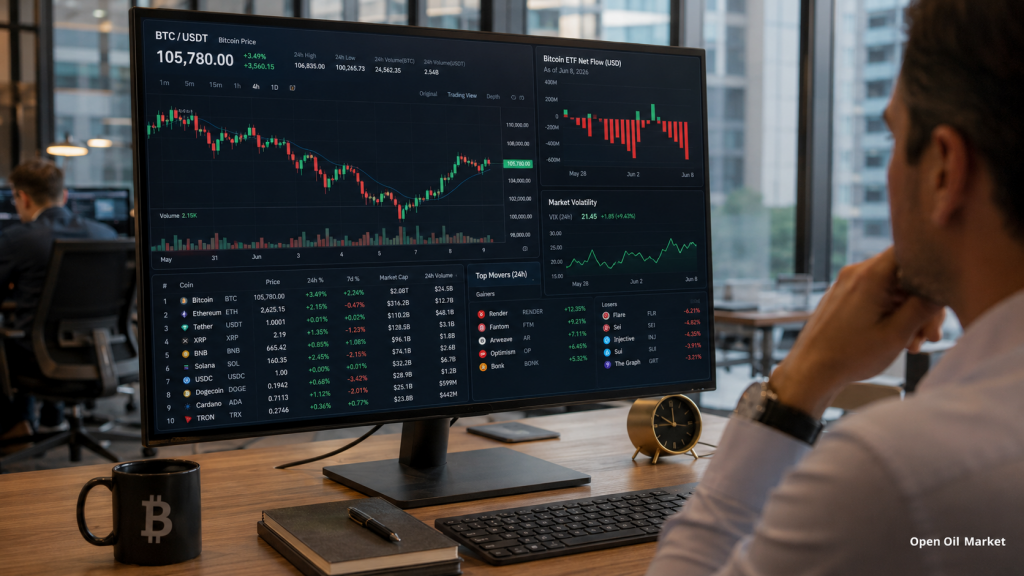 Noticias de criptomonedas, martes, 9 de junio de 2026: bitcoin mantiene el mercado tras la caída, mientras los inversores evalúan flujos de salida de ETF, stablecoins y los 10 principales activos digitales.