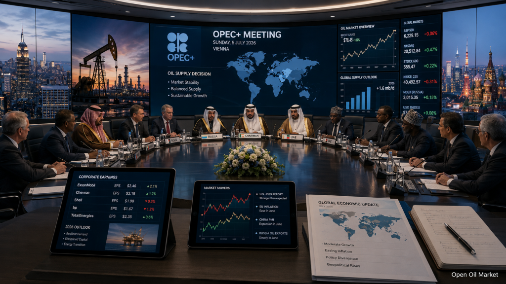 Reunión de OPEP+ y mercados globales — eventos económicos e informes corporativos el 5 de julio de 2026