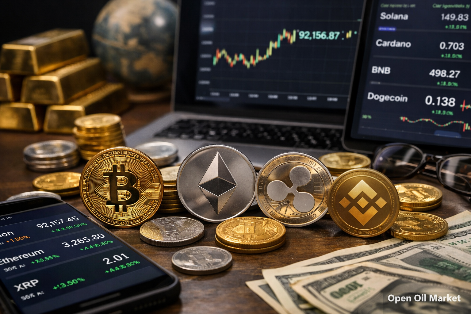 Mercado global de criptomonedas 12 de enero de 2026 - Bitcoin alrededor de $92,000, Ethereum y las top-10 criptomonedas, inversiones institucionales